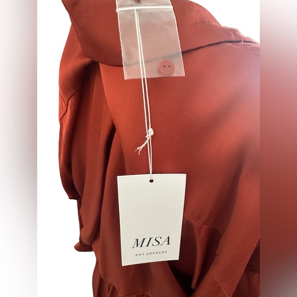 Misa Los Angeles Burnt Orange Satin Long Sleeve Mini Dress Women XS Small Medium - Picture 9 of 12